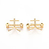Brass Micro Pave Cubic Zirconia Brooch Findings KK-N258-19G-1