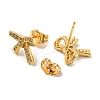 Light Gold Brass Micro Pave Cubic Zirconia Stud Earrings for Women EJEW-E295-33KCG-2