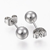 Tarnish Resistant 201 Stainless Steel Ball Stud Earrings STAS-P179-02P-8mm-2