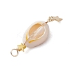 3Pcs 3 Styles Natural Cowrie Shell  Copper Wire Wrapped Glass Pearl Pendants PALLOY-JF03503-5