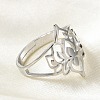 Non-Tarnish 304 Stainless Steel Hollow Out Flower Adjustable Ring LS-RJEW-T027-03P-3