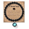 Birthstone Natural Black Obsidian Round Bead Stretch Bracelets QA9771-4-1