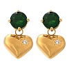 Heart 304 Stainless Steel Micro Pave Cubic Zirconia Dangle Stud Earrings EJEW-V016-01G-03-4