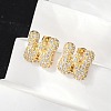 Brass Micro Pave Cubic Zirconia Stud Earrings EJEW-Z091-04G-W-4