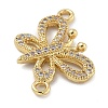 Rack Plating Brass Micro Pave Clear Cubic Zirconia Butterfly Connector Charms KK-A234-077G-2