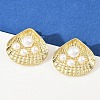 Brass Shell Shape Stud Earrings EJEW-S277-06G-1