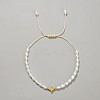 Synthetic Non-magnetic Hematite Cross Imitation Pearl Beaded Braided Bracelets for Women DB0694-5-1