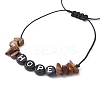 Natural Tiger Eye Chip Braided Bead Bracelets BJEW-JB09608-03-2