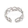 Non-Tarnish 304 Stainless Steel Hollow Heart Open Cuff Ring for Women RJEW-K245-28P-2