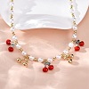 Brass Micro Pave Clear Cubic Zirconia Beaded Necklaces NJEW-Z059-04G-04-5