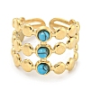 Ion Plating(IP) 304 Stainless Steel Synthetic Turquoise Cuff Rings G-Z056-05G-01-2