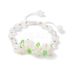 Flower Glass & Acrylic Braided Bead Adjustable Bracelets for Women BJEW-JB10445-1