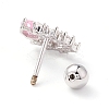 Ring with Heart Pink Cubic Zirconia Stud Earrings for Women EJEW-A065-10P-2