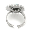 304 Stainless Steel Synthetic Turquoise Cuff Rings G-Z056-08P-04-3