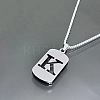 Rectangle with Laser Cut Letter 201 Stainless Steel Initial Pendant Necklaces WGA5E8C-11-1