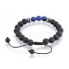 Natural Lava Rock and Non-Magnetic Synthetic Hematite Beads Braided Bead Bracelets BJEW-JB03975-02-3