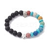 Natural Lava Rock & Synthetic Turquoise Beaded Stretch Bracelets BJEW-JB09985-01-1