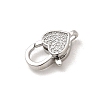 Brass Micro Pave Clear Cubic Zirconia Lobster Claw Clasps KK-A266-24F-P-2
