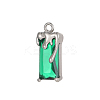 Rectangle Charms 304 Stainless Steel Cubic Zirconia Pendants STAS-OY004-21P-1