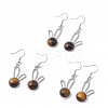 Natural Tiger Eye Rabbit Dangle Earrings EJEW-A092-05P-15-4