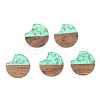 Transparent Resin & Walnut Wood Pendants RESI-S389-038A-B02-1