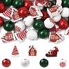 50Pcs 7 Styles Christmas Painted Wood Beads Set WOOD-FS0002-44-1