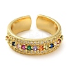 Rack Plating Brass Micro Pave Cubic Zirconia Open Cuff Rings RJEW-K266-04C-G-2