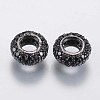 Brass Micro Pave Cubic Zirconia Beads ZIRC-G132-03B-1