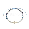 Dyed Natural Malaysia Jade Rondelle Beaded Braided Bead Bracelets BJEW-JB13395-02-2