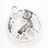 Tibetan Style Alloy Howling Wolf Pendants X-TIBEP-Q064-12AS-RS-2