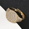 Brass Micro Pave Cubic Zirconia Cuff Rings for Women RJEW-A069-13G-03-3
