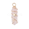 2Pcs 2 Styles Natural Rose Quartz Double Terminated Pointed Pendants PALLOY-JF03122-03-3