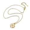 Brass Cubic Zirconia Glass Cat Eye Clover Pendant Neckalces for Women NJEW-S448-07G-4