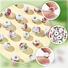 100Pcs 2 Styles Floral Printed Porcelain Beads PORC-SP0001-07-3