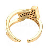 Cubic Zirconia Initial Letter T Open Cuff Ring RJEW-N037-041B-3