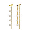 Cubic Zirconia & Pearl Beaded Front Back Stud Earrings EJEW-P231-21G-1