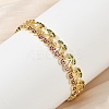 Brass Micro Pave Cubic Zirconia Link Bracelets for Women BJEW-Z126-05G-02-1