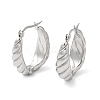 Non-Tarnish 304 Stainless Steel Grooved Oval Hoop Earrings EJEW-K244-40P-1