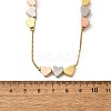 Brass Triple Color Heart Beaded Box Chain Necklaces NJEW-H057-01-5
