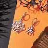 Halloween Spider Web & Spider Tibetan Style Alloy Dangle Earrings EJEW-JE05852-1-2