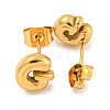 Chunk Letter 304 Stainless Steel Stud Earrings for Women LS-EJEW-G386-01G-G-2