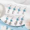 4 Pairs 4 Styles Synthetic Turquoise Beaded Dangle Earrings EJEW-JE05496-S-2
