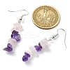 Natural Rose Quartz & Amethyst Chip Dangle Earrings Set EJEW-JE06246-01-3