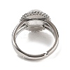 Natural Quartz Crystal Round Adjustable Rings RJEW-K271-02P-03-3