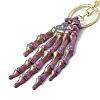 Halloween Plastic Skeleton Hand Pendant Keychain HJEW-H063-01G-01-3
