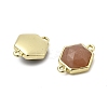 Hexagon Brass & Natural Mixed Gemstone & Shell Links Findings Kits KK-D021-02G-2
