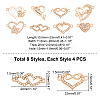   32Pcs 8 Style Alloy Crystal Rhinestone Links/Connectors ALRI-PH0001-21-5