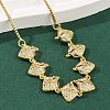Brass Micro Pave Clear Cubic Zirconia Fruit Bib Necklaces NJEW-F342-01A-G-2