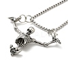 Halloween Theme Skeleton Alloy Pendant Necklaces with Box Chains LS-NJEW-F319-01P-1