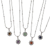 Natural Mixed Stone 304 Stainless Steel Sun Pendant Satellite Chain Necklaces NJEW-JN06501-2